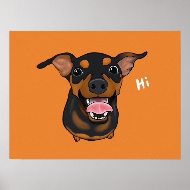 Happy Miniature Pinscher Min Pin Portrait Poster (Front)