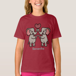 Happy Minimalist Elephants with a Heart Love T-Shirt