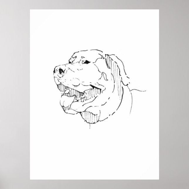 Happy Minimalist Labrador Retriever Ink Wall Art  (Front)