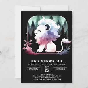 Happy Minimalist Lion Birthday  Invitation