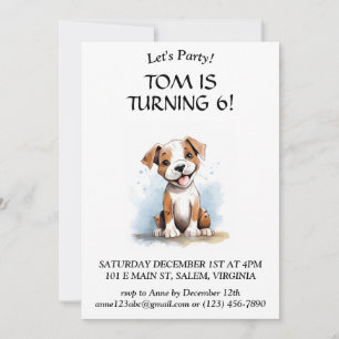 Happy Minimalist Pitbull Pit Bull Terrier Dog Invitation
