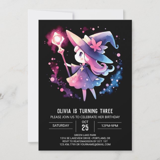 Happy Minimalist Wizard Birthday Invitation (Front)