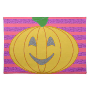 Happy Modern Big Orange Pumpkin Halloween Cloth Placemat
