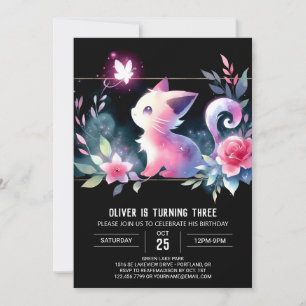 Happy Modern Cat Birthday Invitation