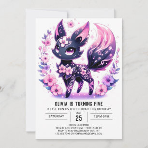 Happy Modern Fox Digital Birthday Invitation