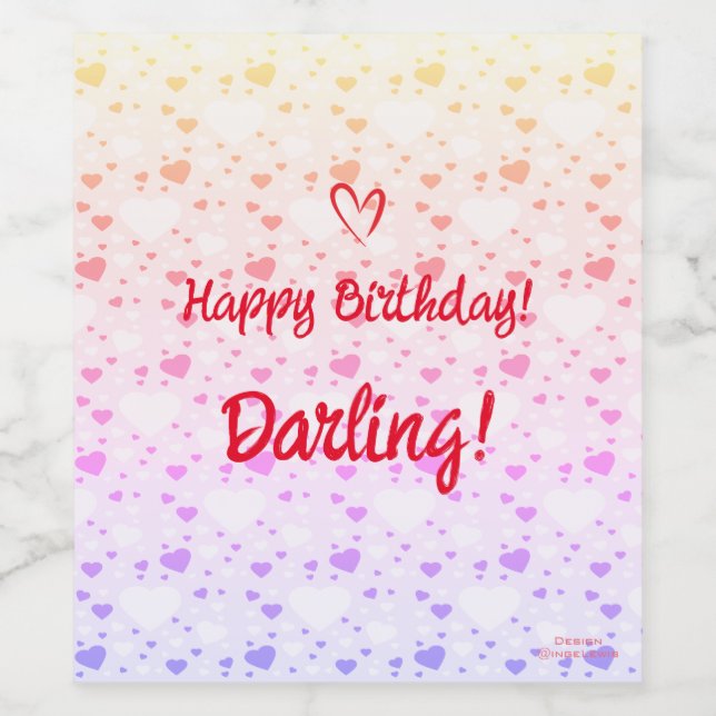 Happy Modern Hearts Customize Love Wine Label (Single Label)