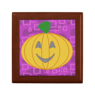 Happy Modern Pumpkin Wooden Jewelry Keepsake Box