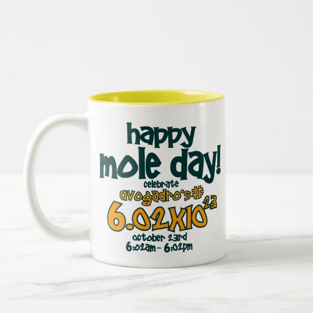 HAPPY MOLE DAY ! (Avogadro's Number) Two-Tone Coffee Mug (Left)