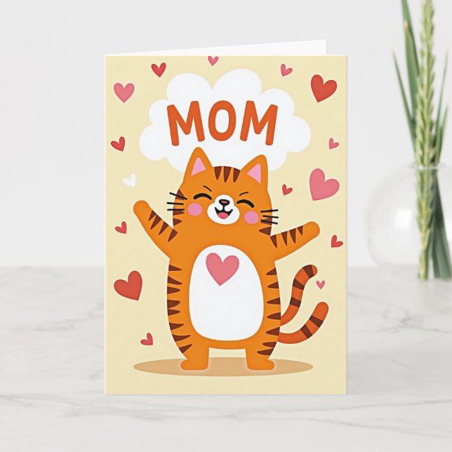Happy Mom Cat Love Card (Front)
