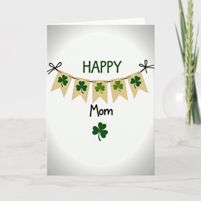 Happy Mom Clover Design Card (Front)