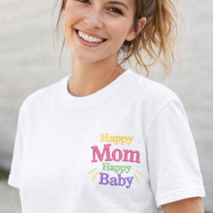 Happy Mom Embroidered Mother's Day Shirt gift 