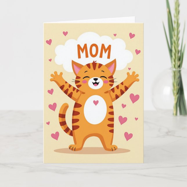 Happy Mom Feline Friend Card (Front)