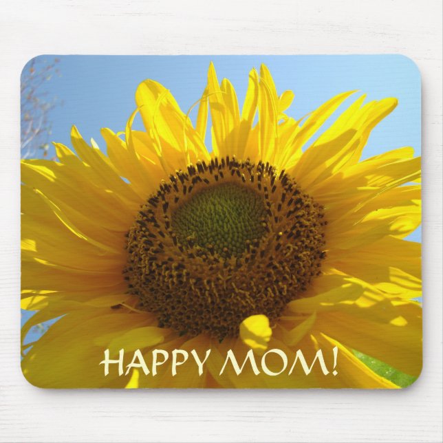 HAPPY MOM! Mouse pad SUNFLOWERS Customize Text (Front)