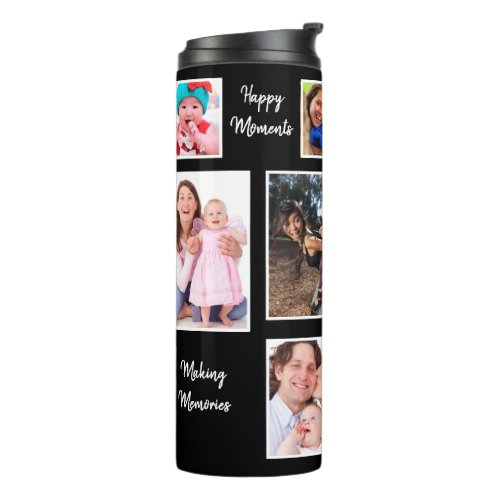 Happy Moments Dark Background Photo Collage Thermal Tumbler