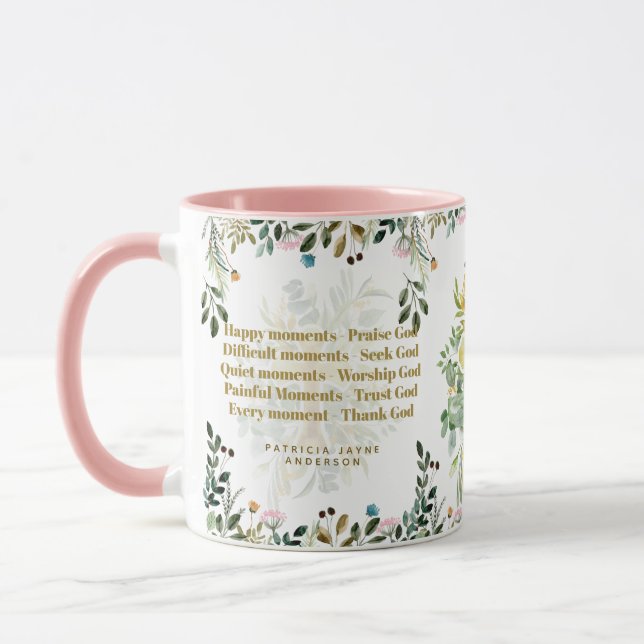Happy moments Praise God Christian Quotes Bible    Mug (Left)