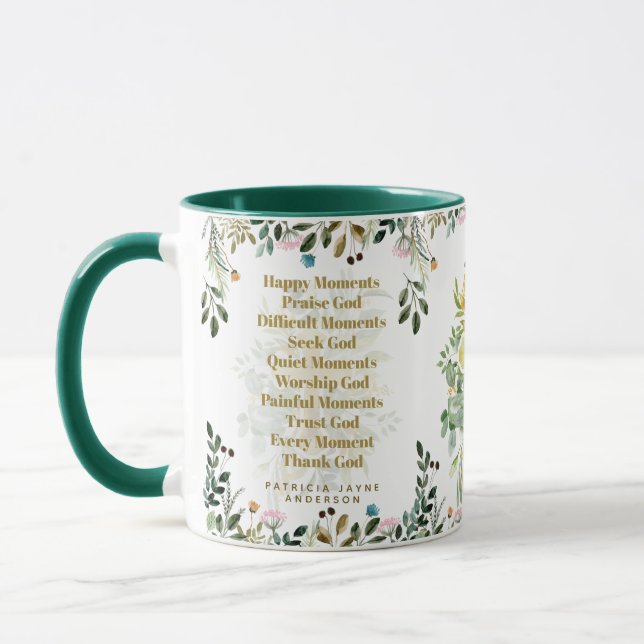 Happy moments Praise God Christian Quotes Bible    Mug (Left)