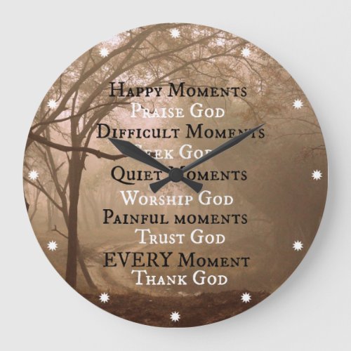 Happy Moments Praise God Quote Large Clock