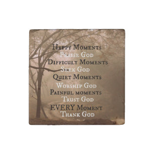 Happy Moments Praise God Quote Stone Magnet