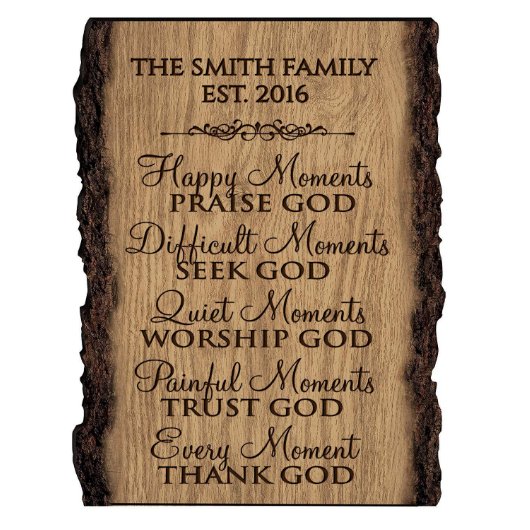 Happy Moments Praise God Rustic Bark Wall Sign (Front)