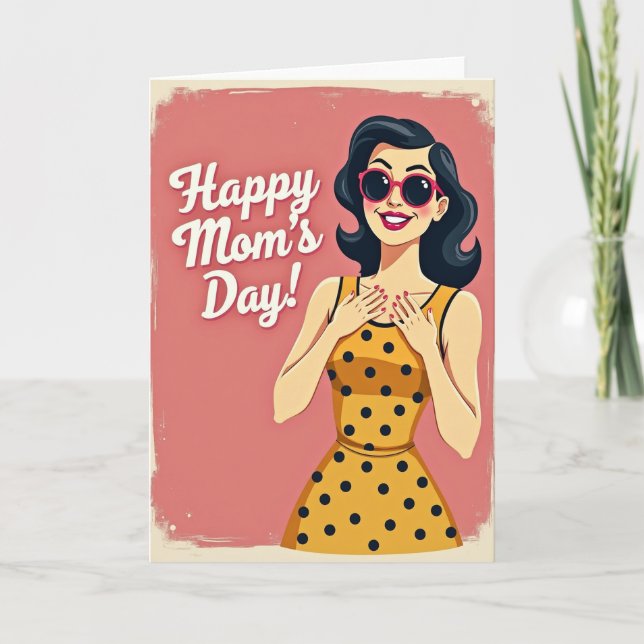 Happy Moms Day Vintage Style Card (Front)