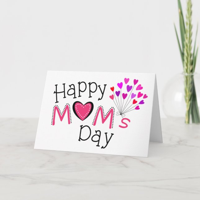 Happy Mom's Mother's Day Love Hearts Greeting Card (Front)