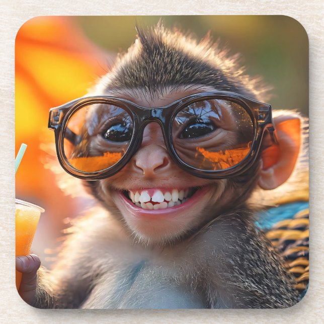 Happy Monkey Beverage Coaster (Front)