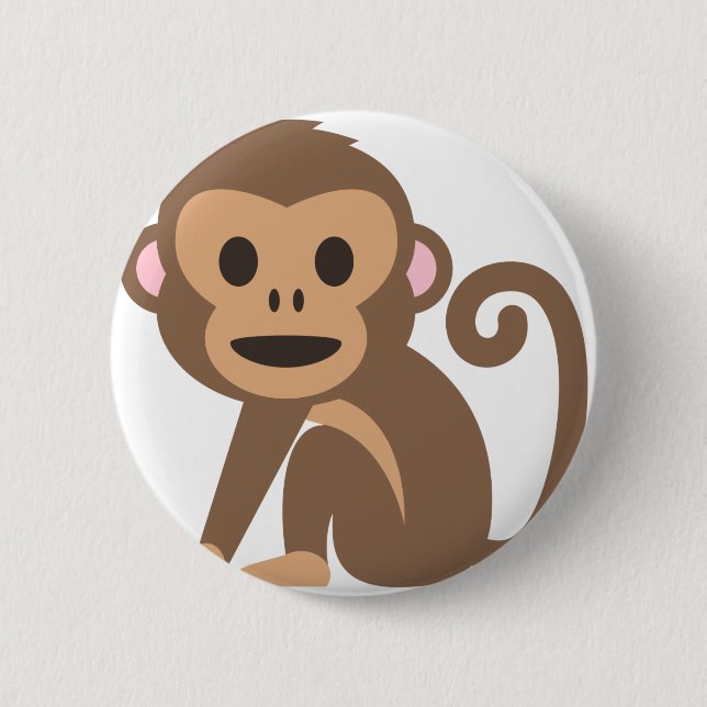 Happy Monkey Cartoon Button (Front)