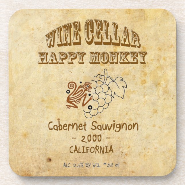 Happy Monkey Cork Coaster! Beverage Coaster (Front)