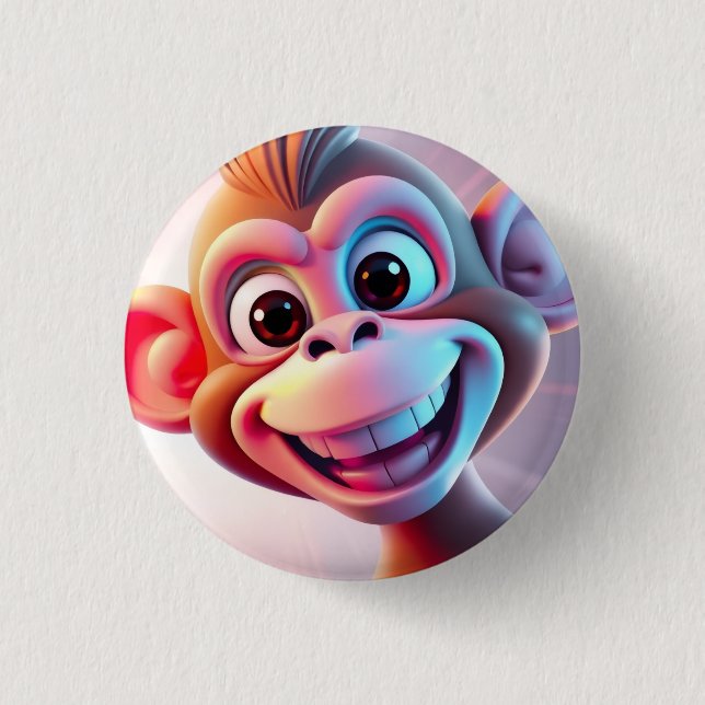Happy Monkey Jungle Vibes Button (Front)