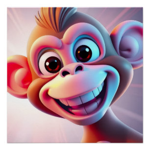 Happy Monkey Jungle Vibes Poster