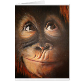 Happy Monkey Smiling Oil Painting Orangutan Cards