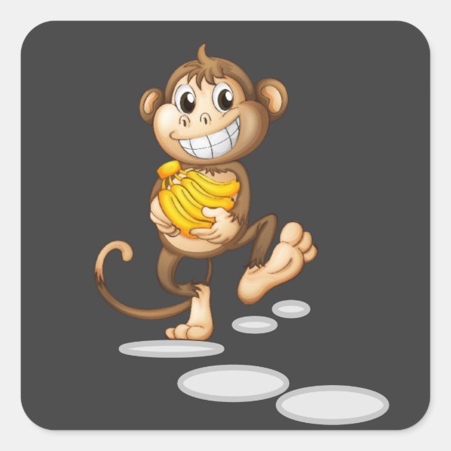 happy monkey  square sticker (Front)