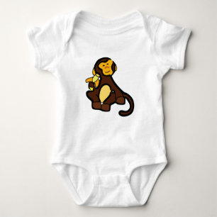 Happy Monkey With Banana Baby Bodysuit