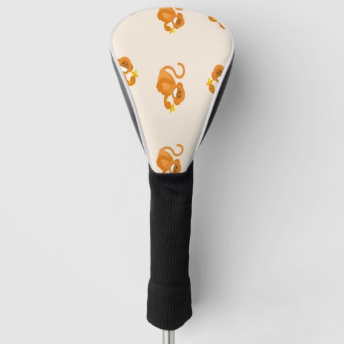 Happy monkeys eating a banana pattern golf head cover