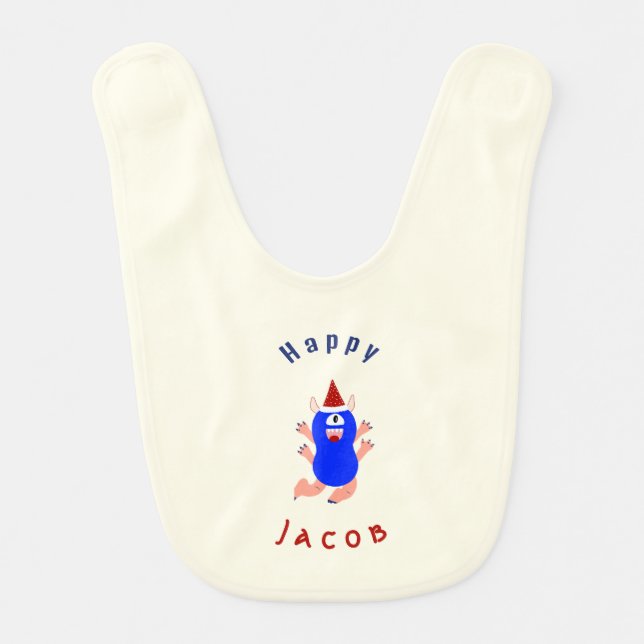 Happy monster baby bib (Front)