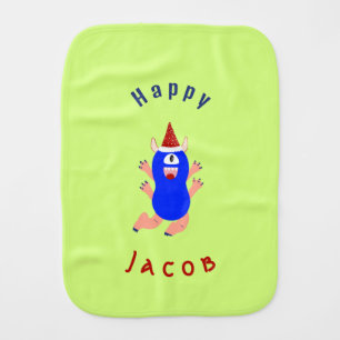 Happy monster baby burp cloth