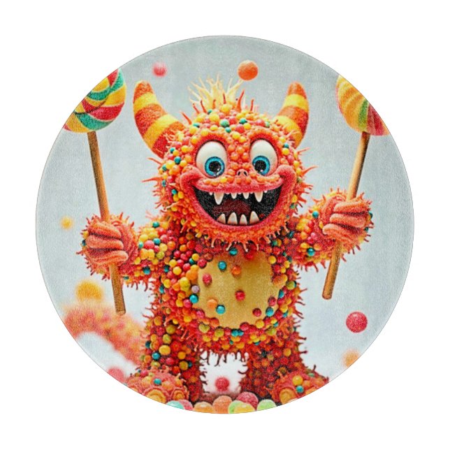 Happy Monster Candy Delight Design Cutting Board (Front)