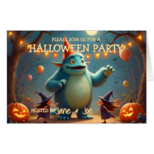 Happy Monster Halloween Party for Kids Card