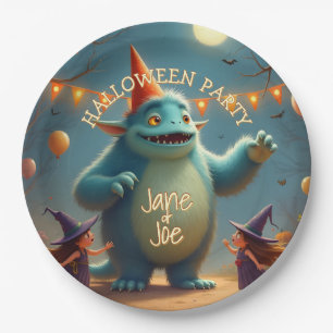 Happy Monster Halloween Party for Kids Paper Plates