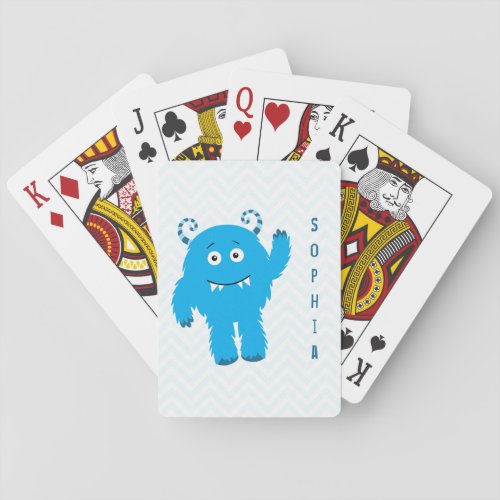 Happy Monster with First Name Little Kid Playing Cards