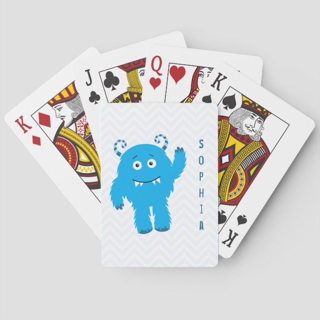 Happy Monster with First Name, Little Kid Poker Cards (Back)