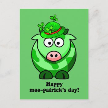 Happy Moo Patricks Day Postcard by holidaysboutique at Zazzle