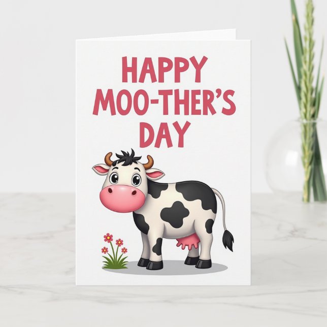 Happy Moo Thers Day Bovine Card (Front)