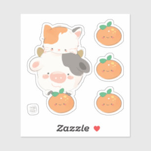 Happy Moo Year! Cute Kitty Cat Cow Ox Sticker