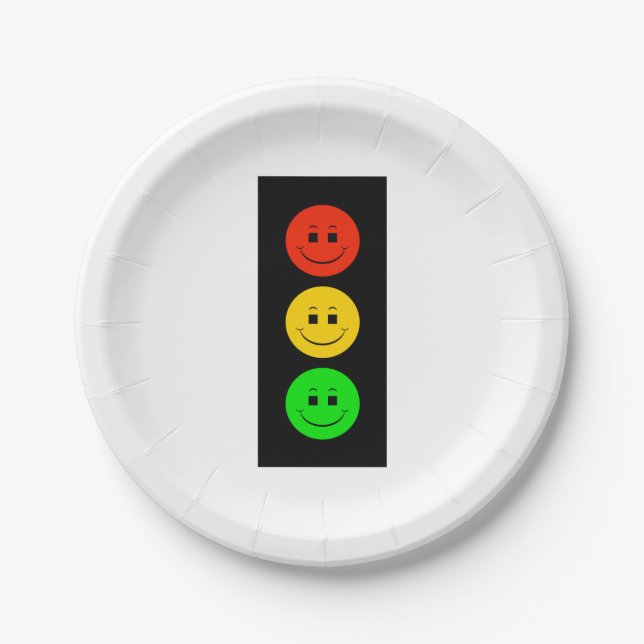 Happy Moody Stoplight  Paper Plates (Front)