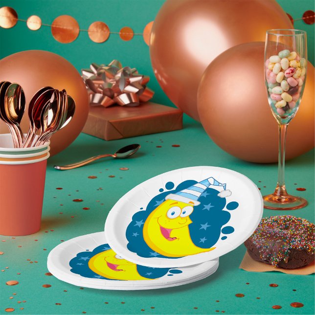 Happy Moon Face Paper Plates (Creator Uploaded)