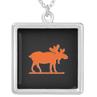 Happy Moose - Orange Silver Plated Necklace