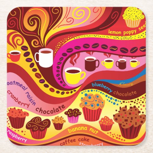 Happy Morning Square Paper Coaster