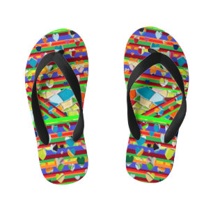 Happy Mosaic Hearts Kid's Flip Flops