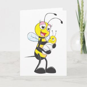 Happy Mother and Baby Bee Card
